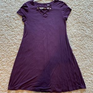 Dark Purple Short Sleeve Dress